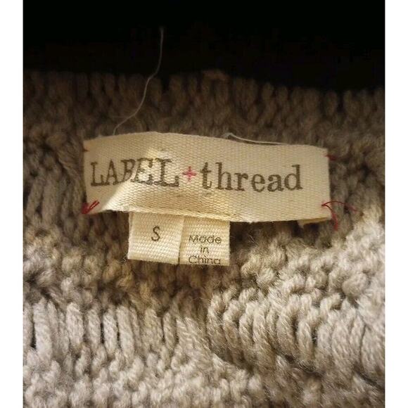 LABEL + Thread Women's Merino Wool Cardigan Open Front Black Tan Heavy Grunge - Picture 6 of 9